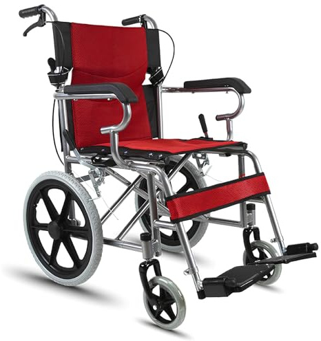 DYHQQ Fauteuil Roulant De Voyage Pliant Ultraléger Petit Fauteuil Roulant Compact Avec Frein À Main, Ne Pèse Que 24 Lb, Fauteuil Roulant De Transport Durable Pour Adultes Et Enfants