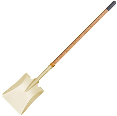 WEDO Pala cuadrada sin chispas con hoja recta, pala de transferencia de cuello largo doblado, mango de madera de 55.5 pulgadas de largo con funda antideslizante, pala de excavación, bronce de