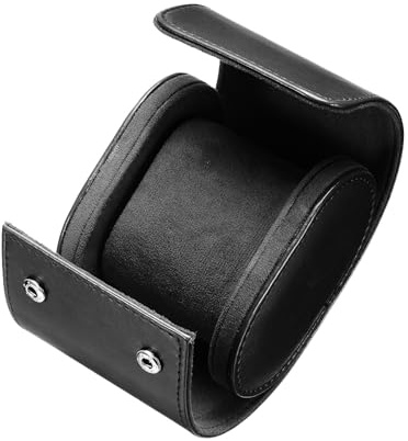 sourcing map Estuche de viaje de cuero para reloj, caja de almacenamiento de un solo reloj, organizador para hombres y mujeres, visualización de almacenamiento, 1 ranura, color negro