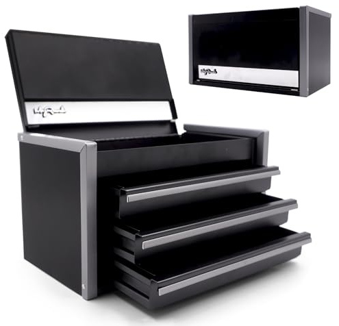 Mini caja de herramientas de metal con 3 cajones y almacenamiento superior, portátil, micro con compartimentos, caja de herramientas multifuncional para almacenamiento de herramientas y organizadores