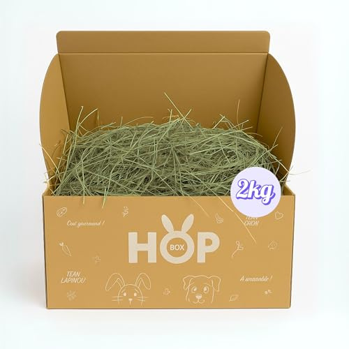 HOP-Box - Foin de Prairie Premium pour Lapin & Cochon d’Inde – 2 Kg – 100% Naturel – Longs Brins – sans Pesticides – Origine Savoie – Riche en Fibres & Digestion Facile