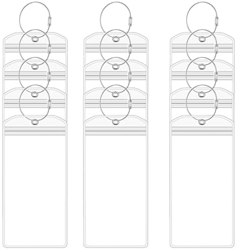 TRKETK 12 soportes para etiquetas de equipaje de crucero, 9 x 19 cm, etiquetas grandes de plástico transparente para equipaje, etiquetas de equipaje transparentes con cierre de cremallera y trabillas