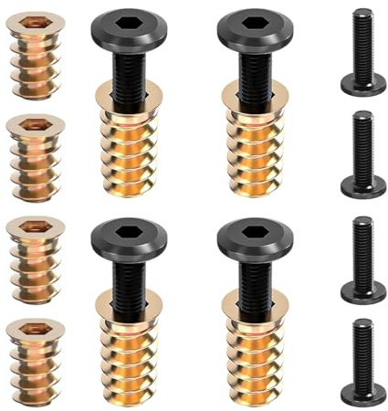 10Pcs M6 x 30mm Furniture Screw Nut Threaded Wood Inserts Bolt Fastener Connector Hex Socket Drive M6 x 25mm Screw-in Nuts with Wrenches