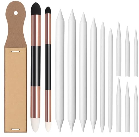 Cheynn 15 Stück Papierwischer Set, Papierwischer Stifte zum Zeichnen Doppelköpfe Papier Radiergummi Stift Malerei Radierstift Skizzen Schwamm Zeichnen Zubehör für Kunst Abwischen Korrigieren
