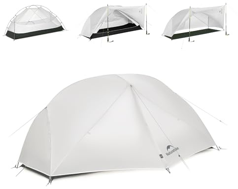 Naturehike Mongar Pro Tente de Trekking Ultra légère Coupe-Vent imperméable Portable pour 1 Personne 3-4 Saisons pour Le Camping et la randonnée (Gris Clair/1 Personne)