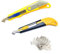 Zaky Plexiglas Blechschneider 2 Stück Plexiglas Scheiben Kunststoff Messer und 20 Stück Klingen Set Insgesamt 22 Stück（Gelb/Grau）
