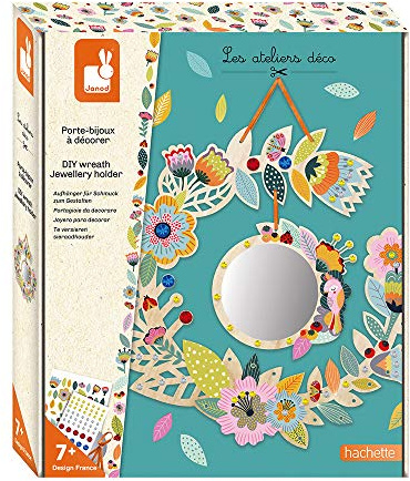 Janod - Porte-bijoux en Bois à Décorer - Les Ateliers du Calme - Kit Loisir Créatif Enfant - Apprentissage Motricité Fine et Créativité - Dès 7 ans, J07923
