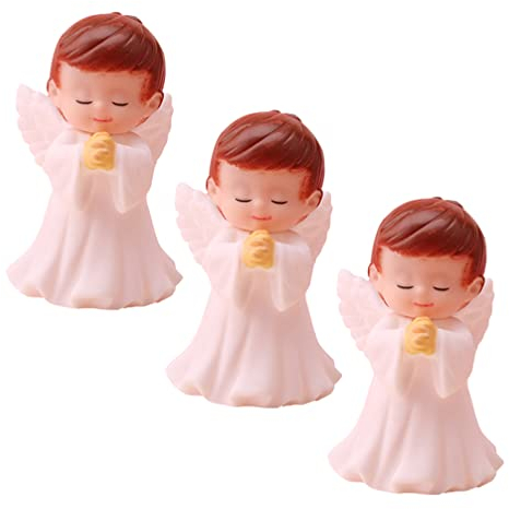 STOBOK Betender Engel Figur Junge Tischfigur 3 Stücke Kleine Engelfiguren Weiß Statue Figur Ornament Dekofigur Angel Figuren für Hochzeit Geburtstag Kinderzimmer Tischdeko