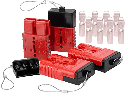 Spurtar 175A Batterie Schnelltrennstecker 4PC 1/0 Gauge Kabelbaum 12-36V Schnellkupplung Überbrückungskabel Recovery Kit für Auto ATV Hebebühnen Motoren Anhänger, Rot