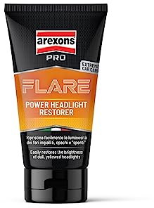 Arexons Car Care Pro FLARE - Super Rigenera Fanali, Pasta che Ripristina la Luminosità dei Fari Ingialliti e Opachi, Lucida Parabrezza di Moto e Scooter, 150g