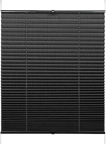 GARDINIA Plissee Concept Tageslicht, Blickdicht, Faltrollo, Lichtdurchlässig, Verstellbar, Einfach in der Breite kürzbar, Schwarz, 80 x 210 cm