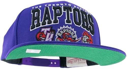 Mitchell & Ness NBA/HWC Champ Stack Cappellino Snapback da Baseball - Toronto Raptors, Viola, 100% Poliestere, Regolabile, Uomo, Donna, Bambino, Unisex, Primavera, Estate, Autunno, Inverno
