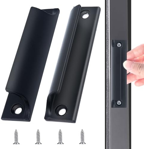 Poignée en Alliage D'aluminium,2 pcs Poignées de Porte de Balcon Extérieures,Poignée de Porte Coulissante,Poignée de Tiroir D'armoire,Poignée Profil Cuisine avec 4 Vis pour Armoires de fenêtres,Salon