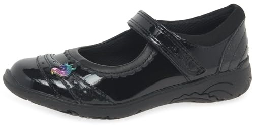Clarks Relda Spark K. Oxford Ballerine Bambina, Vernice nera, 1.5 UK Child X-Wide