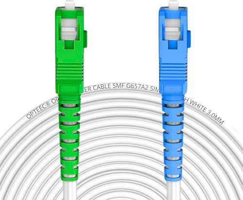 opteec® - Cavo in fibra ottica schermato - 1,5 m - FREE - Prolunga/Giarrettiera - SC-APC a SC-UPC Rinforzato - Simplex Modalità singola - Garanzia 10 Anni - Bianco (1,5M)
