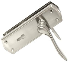 Epsom Door Handle Stellar Satin Nickel Lever Lock Set – Lever on Long Backplate – Includes 3 Lever Mortice Sash Lock – 1 Pair