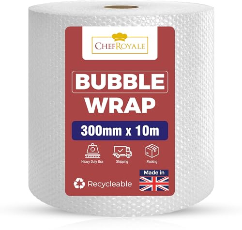 Cheff Royale Bubble wrap 300mm x 10m 1 Roll of Premium quality small Air bubbles Packaging box for shipping and moving, home strong affordable Bubble wrap (Single Roll)