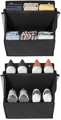 2 scarpiera da parete con gancio, portascarpe da appendere, colore nero, con grandi tasche profonde per dormitorio, casa, camper, camera da letto
