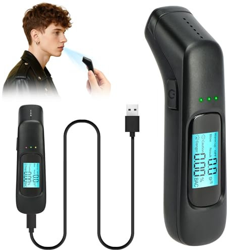 Flintronic Breathalyser, Non-contact Professional Alcohol Tester, Fast High Accuracy Breathalyzer with Digital LCD Display, Clean Portable Breathalysers with USB, for Party, Business Activities, Club