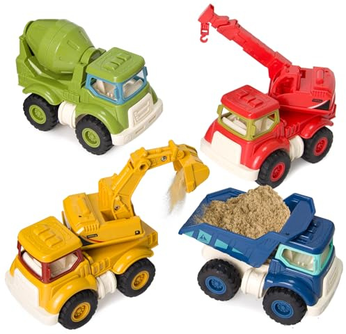 ZROPAW Construction Toys for Toddlers 2 3 4 5 Years Old, Sandbox Excavator Toy with Construction Truck Vehicles Dump Crane Cement Mixer Truck Toys for Boys Girls Kids, Christmas Birthday Ideas Gifts
