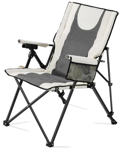 VEVOR Folding Camping Chair, 3 Reclining Positions, Outdoor High Back Camping Chair, 260lbs Weight Capacity, Full Padded Beach Chairs with Armrest & Headrest, Portable Lawn Chairs for Sports Travel