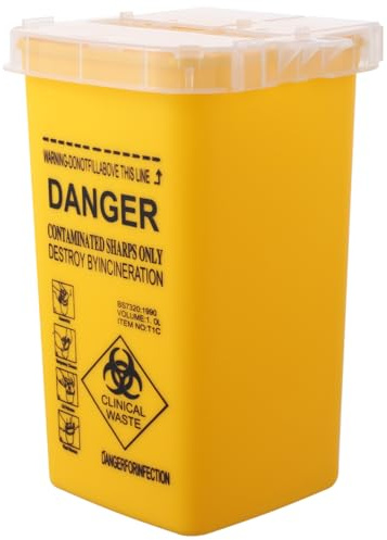 SUPVOX Contenedor de Objetos Punzantes Pequeño - Caja de Agujas Portátil para Diabéticos, Clínicas y Tatuajes - Recipiente de Seguridad para Agujas y Hojas Afiladas - 15x9x8,7 cm