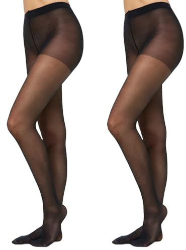 Nur Die 2er Pack Fit in Form 40 DEN starke Stützwirkung Große Größen semi-blickdichte Fein-Strumpfhose seidig mattee Optik entlastet die BeineKomfortbund Damen, schwarz, XXL