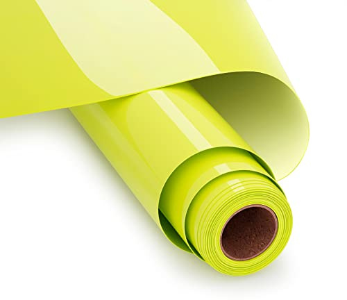 UIOK Plotterfolie Textil 30,5 x 365,7 cm, flexfolie, plotter, textil, neongul, flexfolie, strykfolie, plotter, värmeöverföring, vinyl, för gör-det-själv t-shirt, överföringsfolie, plotte-r flexfoli-e