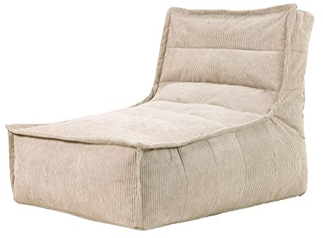 Icon Dolce Sitzsack-Liege für Erwachsene, Beige, Flauschiger Cord Stoff, Riesen Sitzsack Cord mit Füllung, Bean Bag Chair, Bequemer Sessel Wohnzimmer, Lounge, Schlafzimmer, Büro