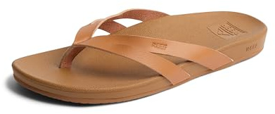 Reef Cushion Spring Joy Womens Flip Flop, Molded Cushion Footbed, Arch Support, Natural/Tan, 8