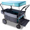 TOPWELL Bollerwagen faltbar, Handwagen mit Dach und Bremsen, Transportkarre Gerätewagen, klappbar, PU Vollreifen, bis 120 kg Tragkraft (Himmelblau/Grau)