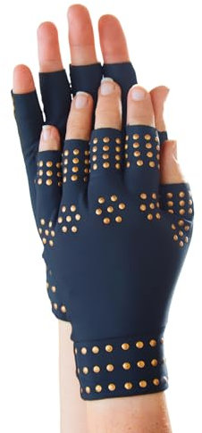 3 Pagen® Arthritis Kompressionshandschuhe zur Schmerzlinderung – Förderung der Blutzirkulation – praktisches fingerloses Design für einfache Nutzung– 1 Paar Arthrose-Handschuhe schwarz