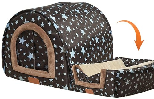 Porte de niche d'intérieur pour chien – Maison d'hiver confortable pour animal domestique avec porte en tissu doux, lit amovible et lavable | Abri d'intérieur confortable pour chiens de taille moyenne