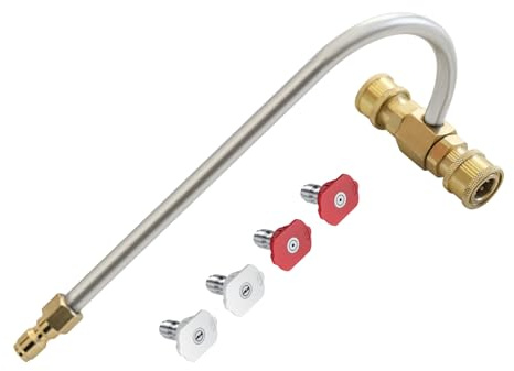 Accessorio per pulitore per grondaie a pressione con punte dell'ugello per idropulitrice, attacco rapido da 1/4 di pollice per la pulizia di mattoni di scarico del tetto, max 4000 PSI (kit ugelli)