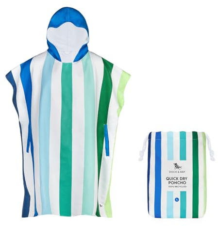 Dock & Bay Adult Beach Poncho - Hooded Towel with Deep Pockets - for Beach & Pool - Super Absorbent, Quick Dry - Summer - Lazy River, Medium (90x70cm, 35x28)