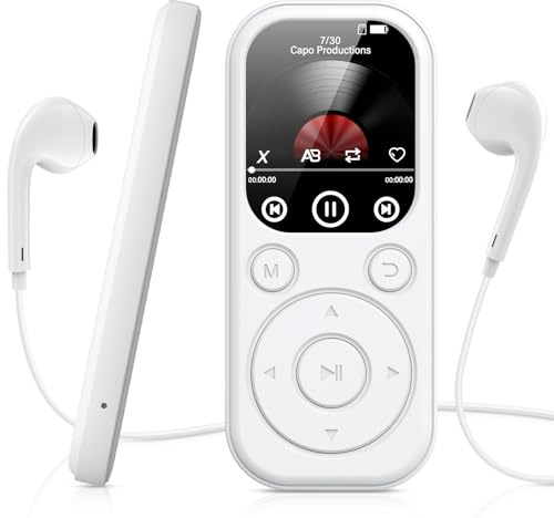 RWSRW 128Go Lecteur MP3 Bluetooth 5.3 Lecteur Musical sans Perte HiFi Autonomie Baladeur Portable avec Radio FM Enregistrement MP3 Sport pour Adulte Enfant (Blanc)