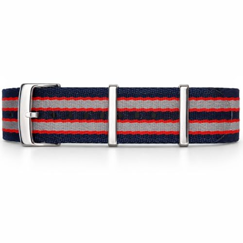 masar Cinturino NATO 20mm Blu Navy Grigio/Rosso - Cinturino Orologio Uomo G10 Bracciale Tessuto Nylon - James – 007 Bond 2 Bande (9) - Watch Strap