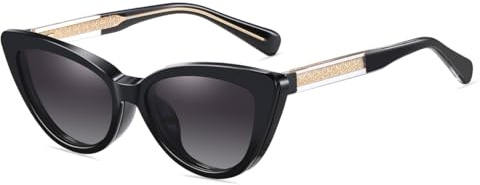 Clip On Gafas de sol polarizadas mujeres TR90 marco grueso magnético anti azul gafas de luz ojo de gato, negro con gris