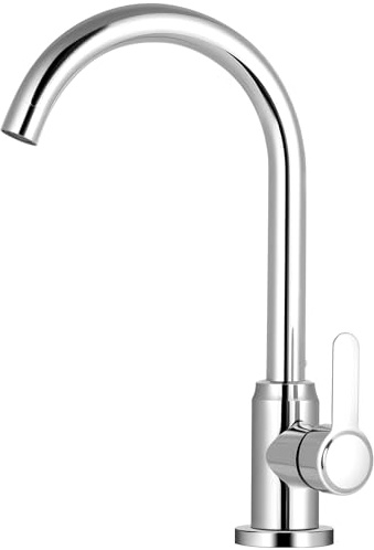 Flintronic Wasserhahn Küche, Spültischarmatur mit Wasserspar Aerator, Mischbatterie Küche 360° Schwenkbar, Spültischarmatur Edelstahl mit Hohem Bogen, Einhebel Armatur, Mischbatterie Küche