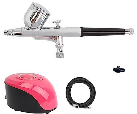 Dual Action Airbrush Kompressor Kit med Air Brush Paint Spraypistol for Nail Art Make Up Painting Bred TilläMpning(Red A set)
