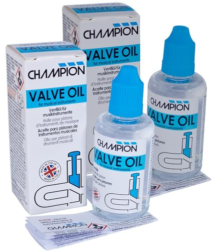 Champion Valve Oil for Brass Musical Instruments - Double Pack (2x 50ml) | Valve & Rotor Lubrication for Cornet, Trumpet, Flugelhorn, Tenor, French, Baritone Horn, Trombone, Euphonium, Tuba. 2x 50ml
