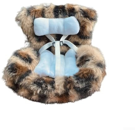 TDCuizent Doll Car Seat Plush Toy with Safety Belt Vent Clip Mount for Vehicle Interior Decoration Fit for Cotton Dolls and Character Figures Leopard Print Style Accessory(A)