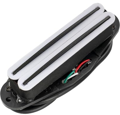 Musiclily Hot Rails Pastilla Humbucker Formato Single Coil Pickup para Guitarra Eléctrica Strat Squier,Cuerpo Blanco con Rail Negro