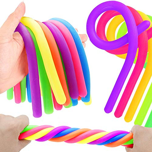 German Trendseller® - 6 x Ultra - Sticky Neon Sling für Kinder ┃ Kindergeburtstag ┃ Mitgebsel ┃ Stretchy Noodles ┃ 6 Stück