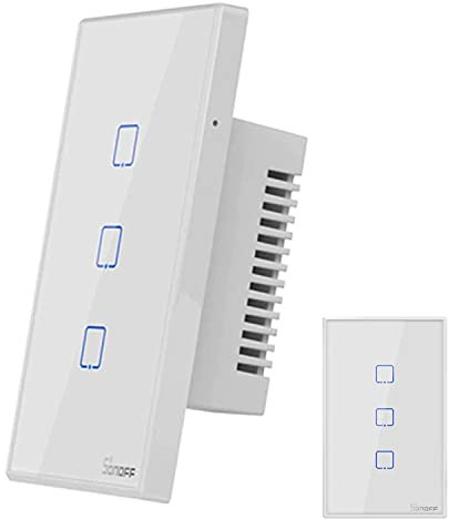 Sonoff T2 3 Canali Interruttore Wifi Domotica Alexa Google Home Rivestimento in vetro Compatibile con Cassette Italiane 503