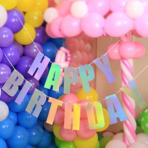 Weiqiao® - Banderola de papel con efecto espejo, ideal para cumpleaños, fiestas y chicas