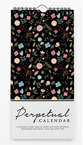 Inkdotpot Floral Perpetual Calendar Birthday Wall Hanging Anniversary Special Event Reminder Calendar Book Journal Stationary Wall Hanging Birthday Gift Card Planner Organizer