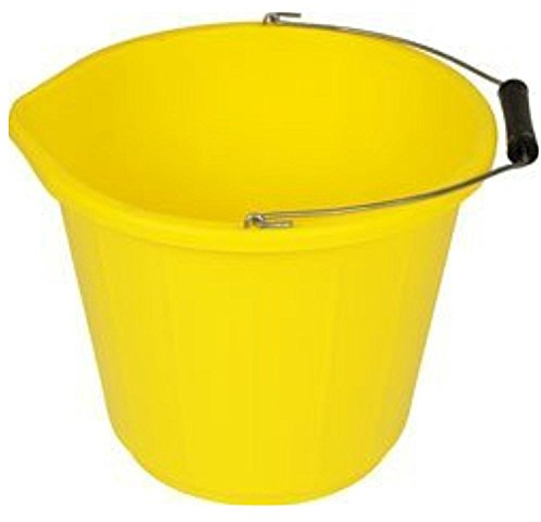 Srendi® Black/Yellow Plastic Builders Bucket 3 Gallon 14 Litre Water Mixing Storage Strong with Handle Made in U.K. (Yellow, 1)