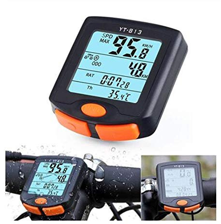 DYHQQ Computadora inalámbrica para Bicicleta, Computadora de Ciclo de Bicicleta Impermeable Pantalla de retroiluminación LCD de 4 líneas para rastrear Velocidad y Distancia de conducción