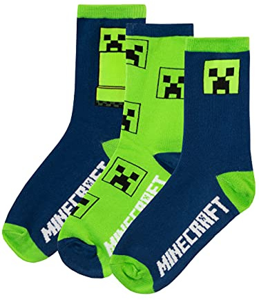 Minecraft Garçon Chaussettes Pack de 3 Creeper